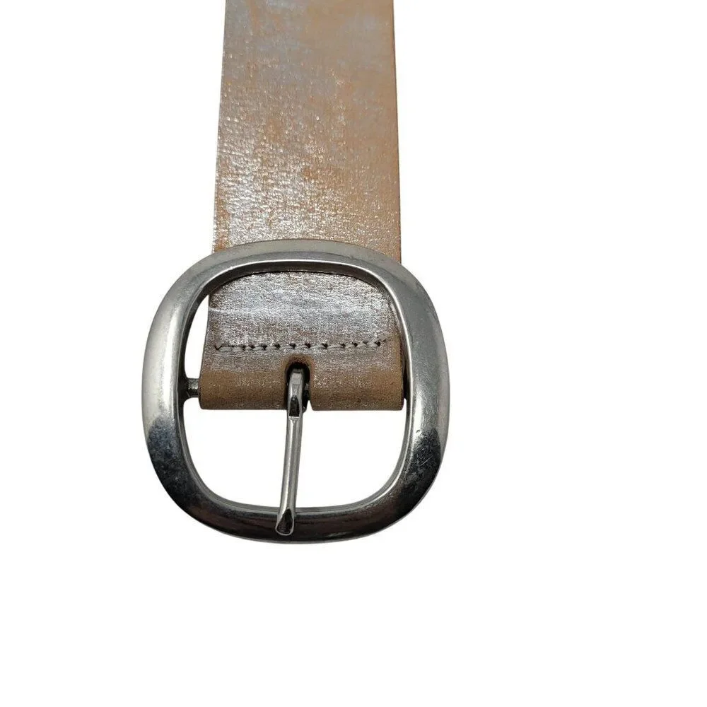 Aeropostale Western Studded Rhinestone Leather Belt‎ Sz S Tan Metallic Silver